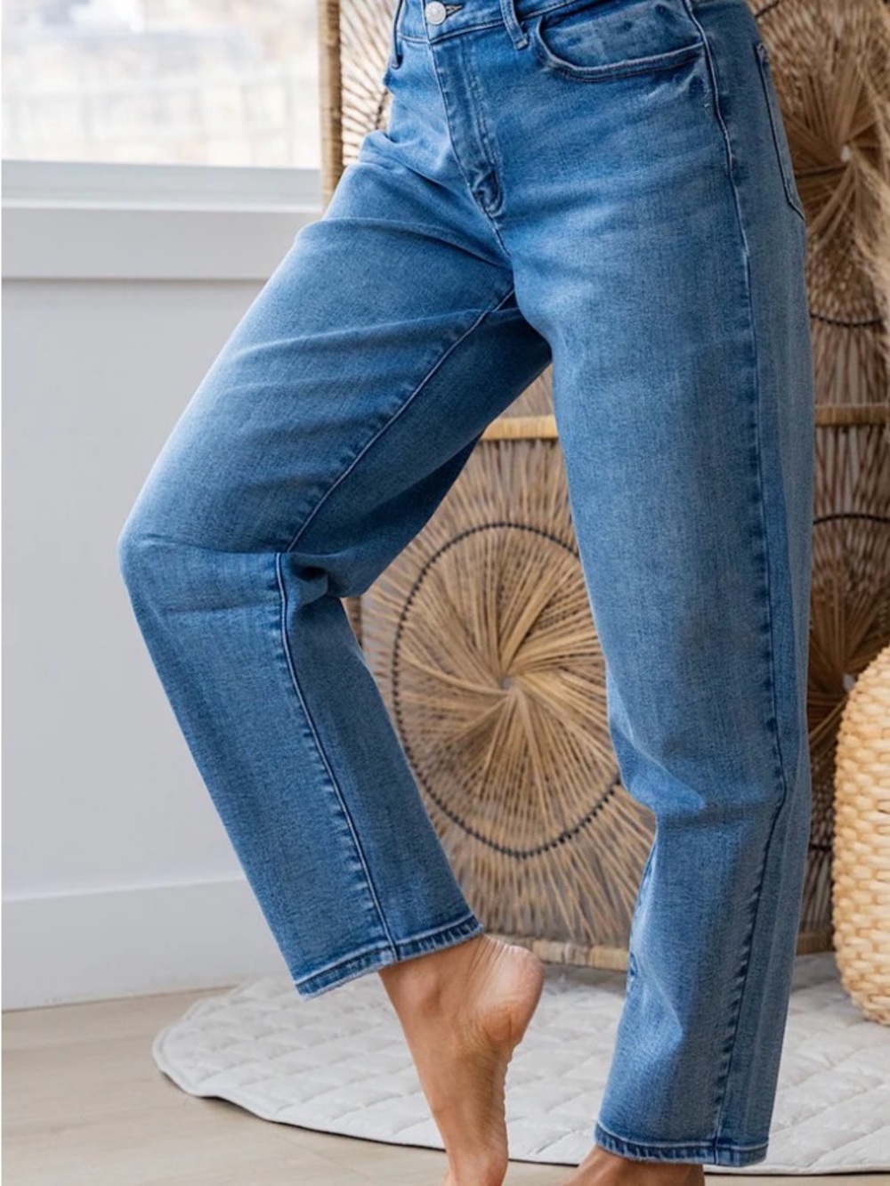 Boheme Blue High-Rise Straight Leg Jeans